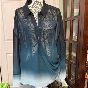 Eloquii Sheer Blue Blouse